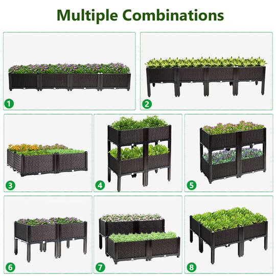 Costway 16" x 17.5" Black & Brown Raised Garden Planter Boxes, 4ct.